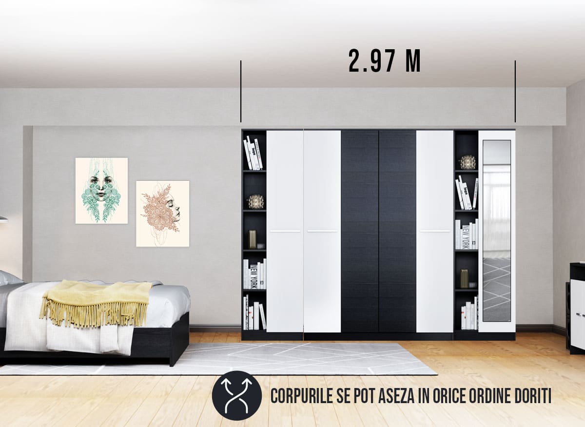 Dressing 2.97m / Dulap Dormitor Mario - imagine 2
