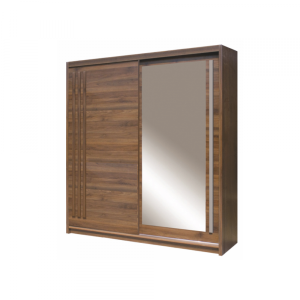 Dulap EF3-20, usi glisante, 6 rafturi, bara de haine, oglinda, columbia + cappuccino, 200x59x215 cm