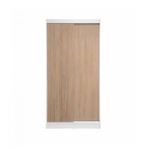Dulap KOSS 01, usi glisante, corp alb + usi sonoma, 100x60x200 cm