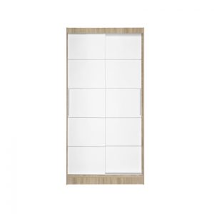 Dulap KOSS 03, cu usi glisante, corp sonoma + usi alb, 100x60x200 cm