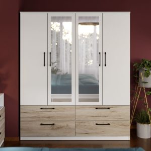 Dulap Relax Alb / Stejar k02 - C164/05 cu oglinda