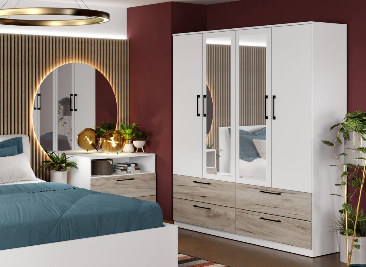 Dulap Relax Alb / Stejar k02 - C164/05 cu oglinda - imagine 2
