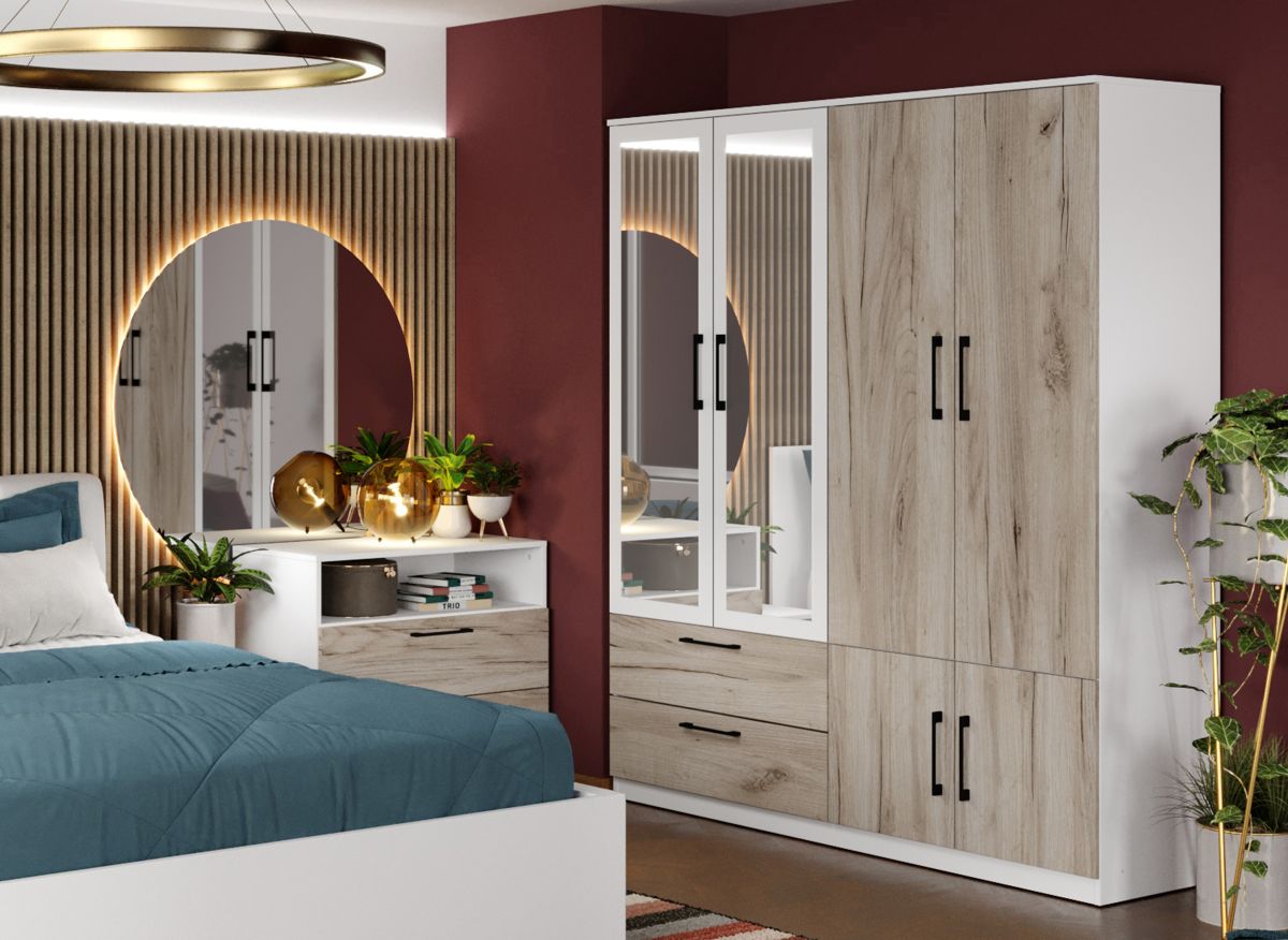 Dulap Relax Alb / Stejar k02 - C164/06 cu oglinda - imagine 2