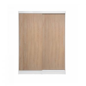 Dulap RODOS 01, usi glisante, corp alb + usi sonoma, 150x60x200 cm