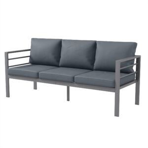 Outsunny Canapea de Grădină cu 3 Locuri cu Perne pentru Scaun și Spate, Canapea Modernă din Aluminiu și Poliester, 185x66x64 cm, Gri | Aosom Romania