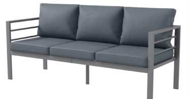 Outsunny Canapea de Grădină cu 3 Locuri cu Perne pentru Scaun și Spate, Canapea Modernă din Aluminiu și Poliester, 185x66x64 cm, Gri | Aosom Romania