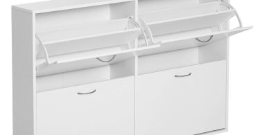 HOMCOM Dulap Pantofi pentru 24 Perechi, Design Eficient din Lemn, Alb, 120x24x81cm | Aosom Romania