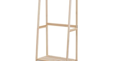 HOMCOM Cuier Multifuncțional cu Rafturi, Design Natural din Lemn, 58x36x168 cm | Aosom Romania