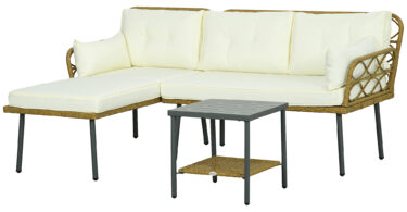 Outsunny Set de Mobilier de Terasa din 3 Piese cu Canapea Sofa | Aosom Romania