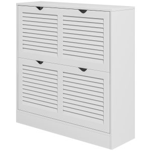 Dulap Ingust pentru Pantofi, Dulap Ingust pentru Depozitarea Pantofilor cu 2 Usi Rabatabile 81,5x25x83cm HOMCOM | Aosom Romania