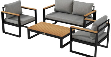Outsunny Set din 4 piese de mobilier pentru gradina cu canapea pe | Aosom Romania