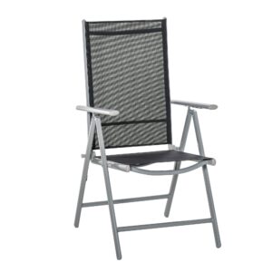 Outsunny Scaun de Grădină Pliabil cu Spătar Reglabil din Aluminiu, 65x55x107 cm, Negru | Aosom Romania