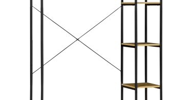 HOMCOM Raft pentru Haine Stil Industrial cu 2 Sertare și 4 Rafturi, Structură din Oțel și PAL, 130x40x180cm, Lemn și Negru | Aosom Romania