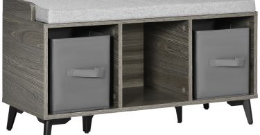 HOMCOM Dulap pentru Pantofi cu Scaun Captușit, 3 Rafturi Deschise, 2 Sertare, pentru Hol, din PAL și Metal, 70x23x101 cm, Alb și Negru | Aosom Romania