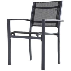 Outsunny Set 2 Scaune de Exterior Elegante din Oțel și Textilen, Rezistente la Intemperii, Negru | Aosom Romania