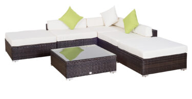 Outsunny Set Mobilier de Grădină 18 Piese din Ratan Sintetic Maro 80x80x50cm | Aosom Romania