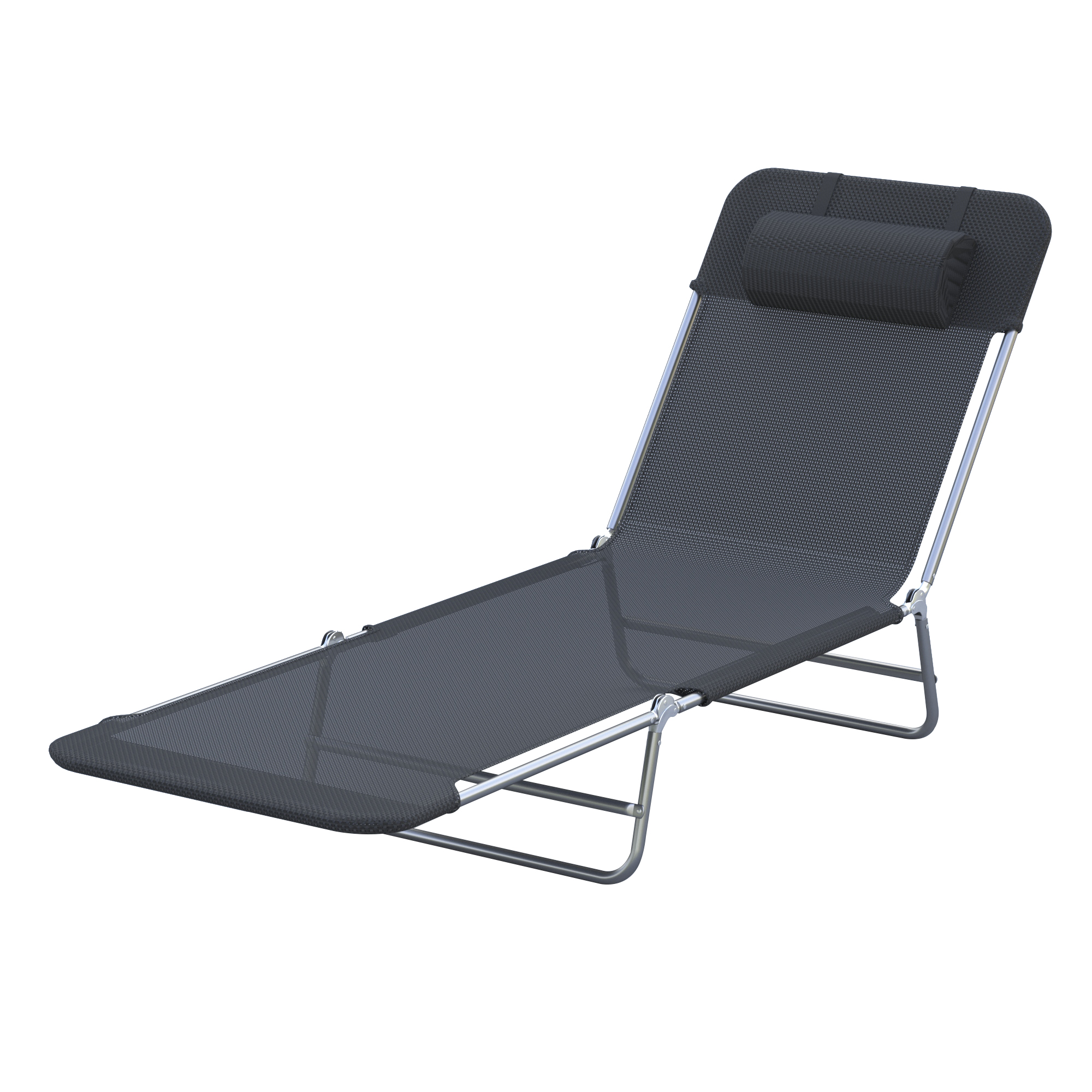 Outsunny Sezlong pentru Bronzat Pliabil si Reclinabil, negru | Aosom Romania