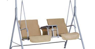 Balansoar de Gradina Outsunny 2 Locuri, Metal 175x112x165cm Bej | Aosom Romania