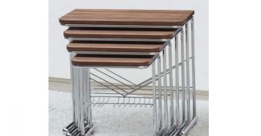 Set 4 masute cafea GRS 2267, maro, 61x34x60 cm