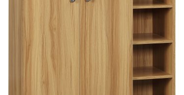 HOMCOM Dulap de pantofi din lemn pentru 12 perechi de pantofi cu 4 rafturi deschise, 83x30x90 cm | Aosom Romania