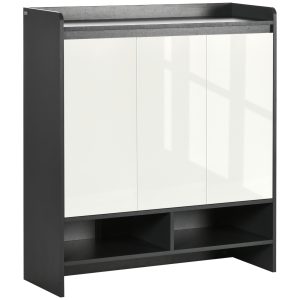Dulap de incaltaminte pentru intrare din PAL pentru 24 Perechi cu Rafturi Reglabile pe 3 Niveluri, 90x32x100 cm, Gri si Alb HOMCOM | Aosom Romania
