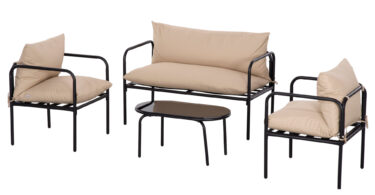 Outsunny Set Mobilier de Grădină 4 Piese, Fotoliu, Canapea Sofa, Masuță de Cafea, Set Sectional Confortabil | Aosom Romania