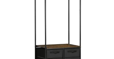HOMCOM Cuier Stil Industrial cu 6 Sertare din Țesătură și Organizator Deschis, 63,5x40x172,5cm, Maro Rustic | Aosom Romania