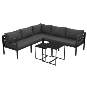 Outsunny Set de Mobilier de Gradina din 7 Piese cu Canapea de Colt, Masa de Cafea, Set de Mobilier Sectional, Gri | Aosom Romania