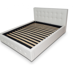 Pat tapitat cu piele ecologica 160 x 200 , cu somiera fixa, Culoare Alb, Hans